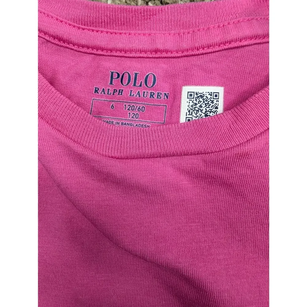 Polo Ralph Lauren Girls Tops, 2Ct Purple & Pink Short Sleeve Crewneck Tees, Sz 6